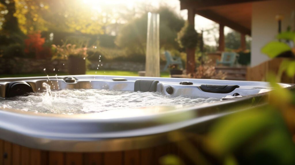 A lovely hot tub bubbling away in the autumn sunshine