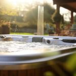 A lovely hot tub bubbling away in the autumn sunshine