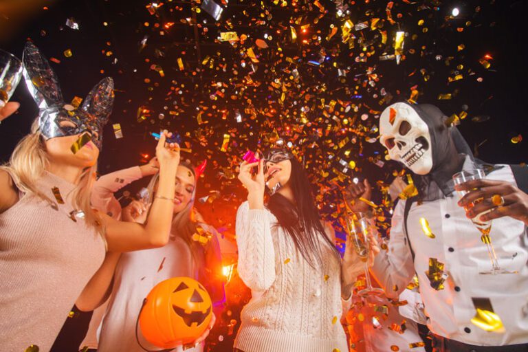 Hot Tub halloweeen party in full swing with happy guests