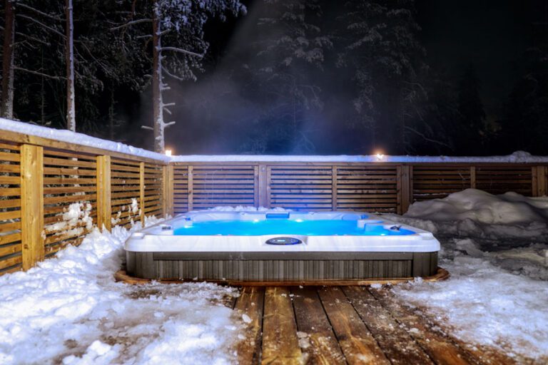 A hot tub in surrey uk is warmed up ready for star gazing at Christmas