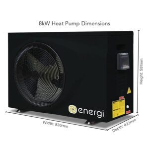 dimensions of a 8kw Energi branded heat pump